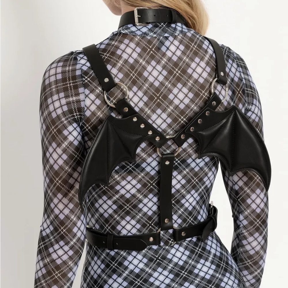 Batwing Bat Wing Black Vegan Leather Polyurethane Harness